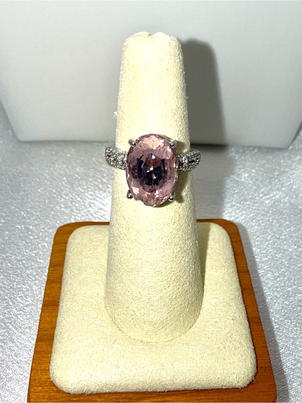 Adjustable Pink Crystal Ring 18K Gold Dipped, AAACZ